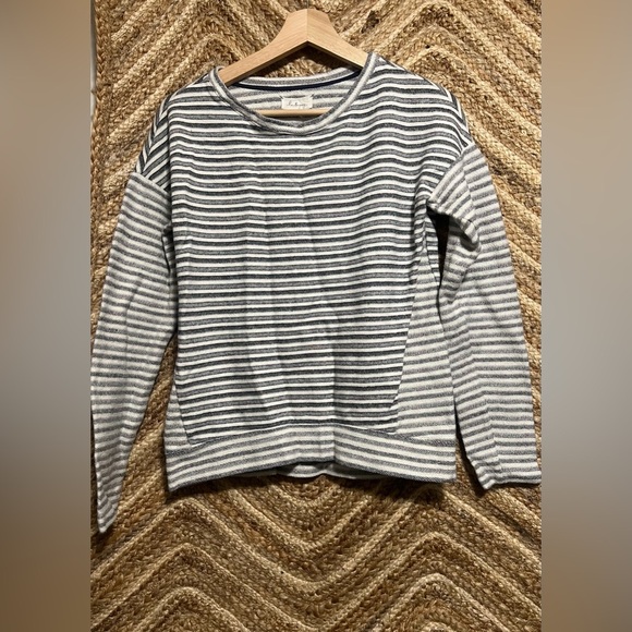 Loft Lou & Grey Women's Grey and White Striped Sweater, Size S, Great Condition - Picture 1 of 9